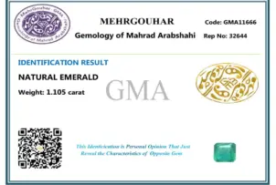 نگین زمرد معدنی مربع کریستالی 250761